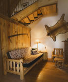 Enjoy the fireplace at The Wild West Retreat during the winter special